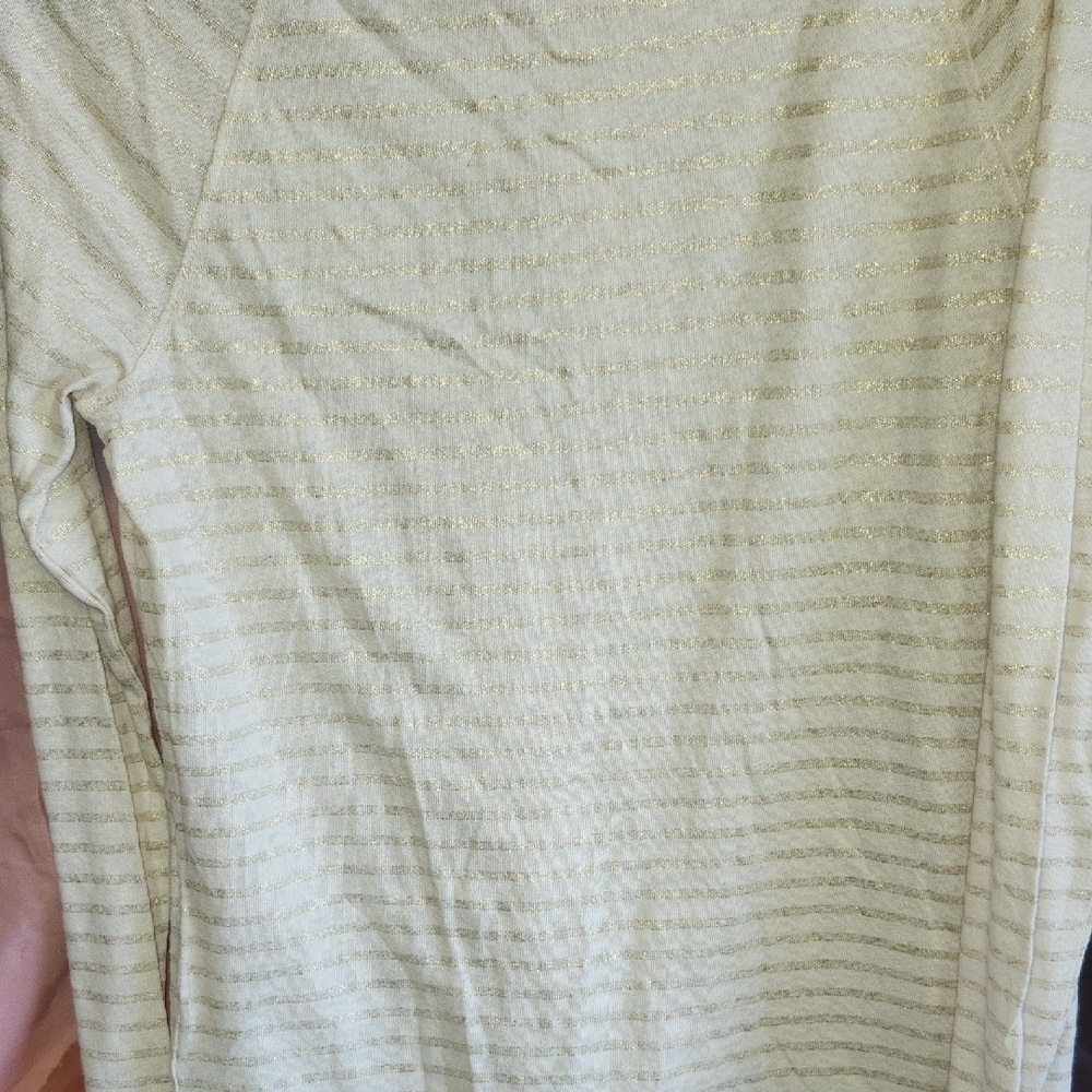 Nwt Chic Cream Striped Women's Top Long Sleeve - Picture 4 of 5